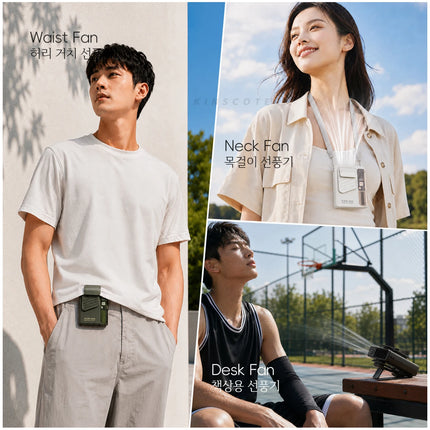 New Outdoor Hanging Waist Fan 4000mAh USB Multi-functional Mini Cooling Fan 5 Speed Digital Display Portable Rechargeable Fan