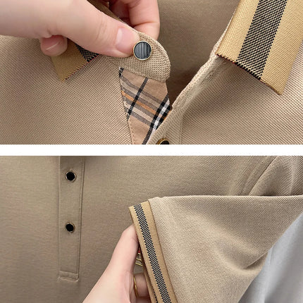 2025 Men's Trendy POLO Short Sleeve Luxury Embellished Brand Luxury Exquisite Relief Craftsmanship Comfortable Business Casual Top