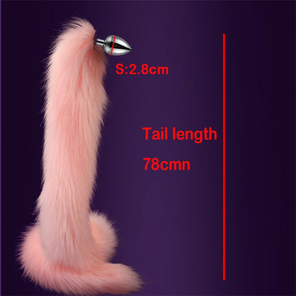 78cm Red Long Fox Tail Anal Plug Metal Butt Plug Prostate Massager Erotic Cosplay Accessories Adult Novelty Sex Toys For Couples
