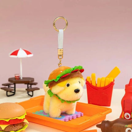 Ultra-Soft PP Cotton Burger Animal Plushie Short Fabric Exquisite Embroidery Kawaii Foodie Key Chain Vivid Realistic Colors