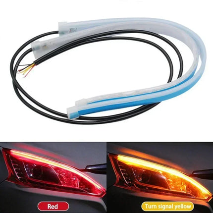 LED DRL Car Daytime Running Light Flexible Waterproof Strip Auto Headlights White Turn Signal Yellow Brake Flow Lights 12V