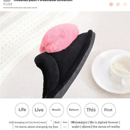 Autumn/winter Warm Cotton Slippers Women's Cartoon Peach Heart Design Floor Anti-slip Home Slippers For New Mothers