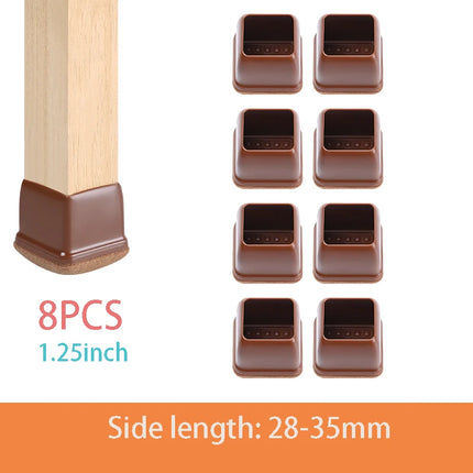 Chair Leg Caps Rubber Feet Protector Stool Table Furniture Leg Cover Non Slip Felt Bottom Pads Round Square Floor Protectors