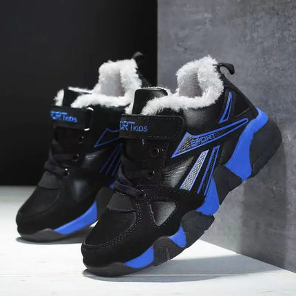 Kids' Sneakers Winter Plush Warm Leather Comfortable Tennis Shoes Casual Outdoor Sports Comfortable Tennis Shoes for Children