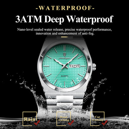 POEDAGAR Luxury Fashion Men's Watch Waterproof Stainless Steel Quartz Men Wristwatch Luminous Date Week Business Watches For Men