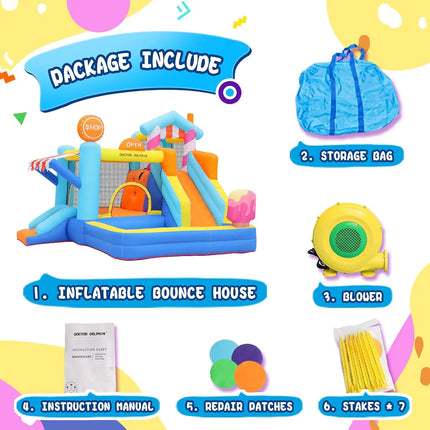 SkyBounce Inflatable Bounce House for Kids Fun Double Slide Jumping Inflatable Bouncer Blow Toddler Bouncy House Indoor Outdoor