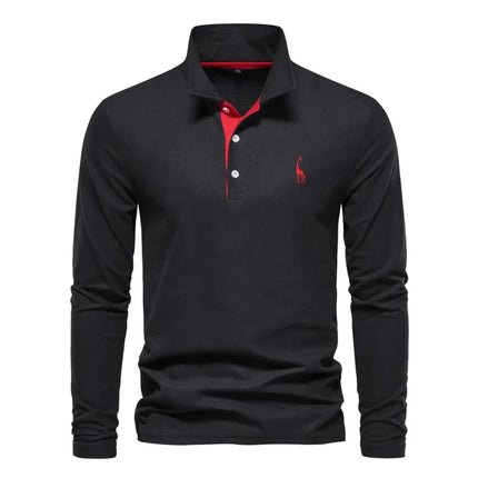 Spring New Style Men's Cotton POLO Shirt Casual Long Sleeve Turn-down Collar Embroidery Deer Fashionable Breathable Polo Top