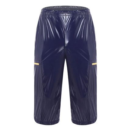 Mens Waterproof Jogging Pants Shiny Y2K Track Baggy Glossy Pants Hip Hop Dance Trousers Quick-dry Swim Shorts Sports Swimsuit