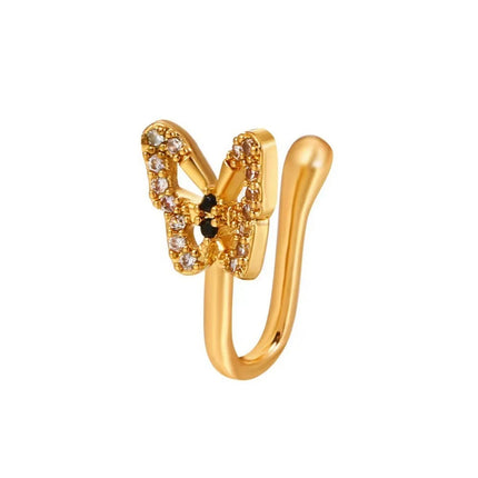 Glass Imitation Diamond Butterfly Nose Stud Hip Hop Gothic Style Clip Wear Adjustable Nose Clip Without Hole Women Cool Jewelry