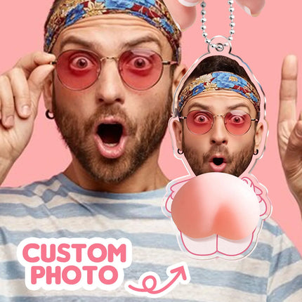 Custom Face Keychain with Soft Squishy Butt Personalized Funny Photo Key Ring Unique Gift for Friends