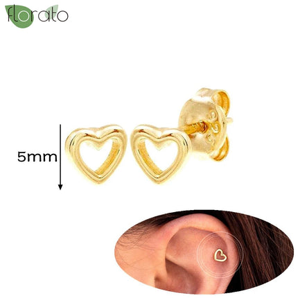 925 Silver Needle Fashion Heart Gold Color Stud Earrings for Women Exquisite Zircon Small Earrings Luxury Ear Piercing Jewelry