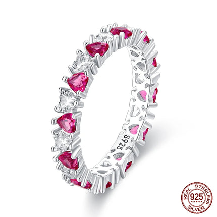 Rings For Women 100% 925 Sterling Silver Pink Heart Crown Star Moon Snowflake Zircon Rings Fashion Engagement Wedding Jewelry