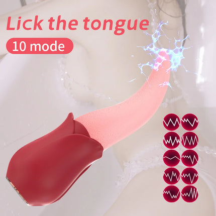 Rose Toys -10 Licking Vibration Modes Clitoris And G-spot Stimulators Unisex Adult Sex Toys For Ultimate Enjoyment Couple Fun
