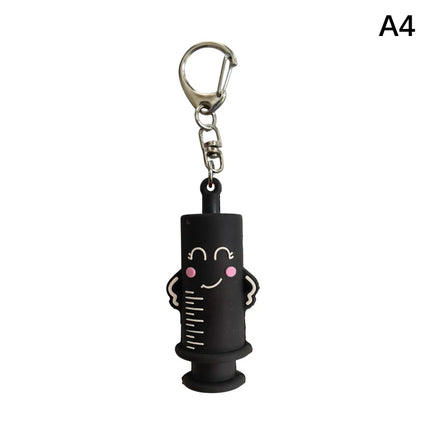 1PC Syringe-Shaped Ampoule Bottle Opener Keychain Rubber Cutter Aid Medication Vial Breaker Tool For Home Nurses And Doctors