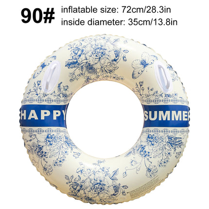 1PC Adult Inflatable Swim Ring - Artistic Ink Pattern Bright Color Floating Tube for Pool, Lake & Summer Activities