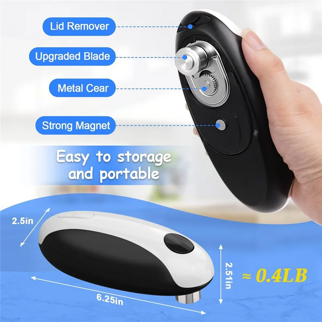 A52Q-Portable Electric Can Opener, Fits All Can Sizes,USB Rechargeable Kitchen Gadget
