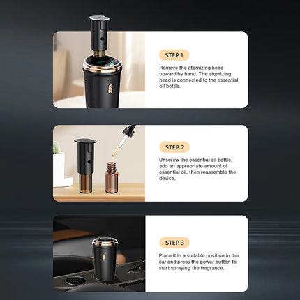 TEABLUM 50m³ Car Diffuser Humidifier Auto Air Purifier Aromo Air Freshener Type-C Charging for Home Aroma Aromatherapy Diffuser
