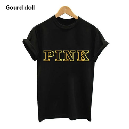Harajuku Fashion PINK Letter Printed T-Shirts Women Tops Tee t shirt Women For Female O-Neck tumblr kawaii Casual Short Sleeve