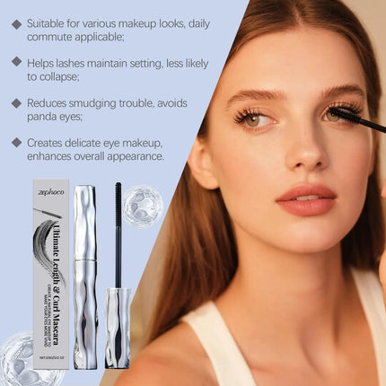 Zephoco Waterproof Mascara Gel Lengthening Natural Curl Smudge Proof No Clumps Long Lasting Thin Brush Volumizing Mascara Black