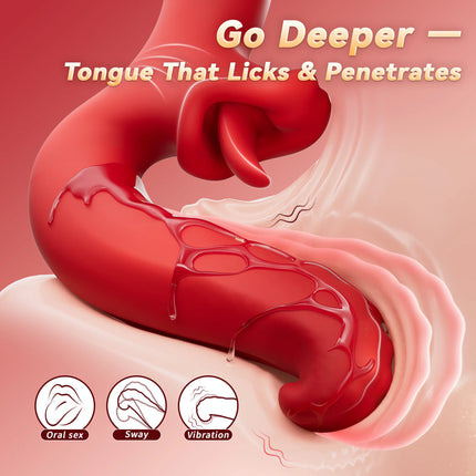 KUSHOR Tongue Vibrator for Women Dildo Vibrators with 10 Swaying & 10 Licking Modes G Spot Clit Stimulator Sex Toys for Couples