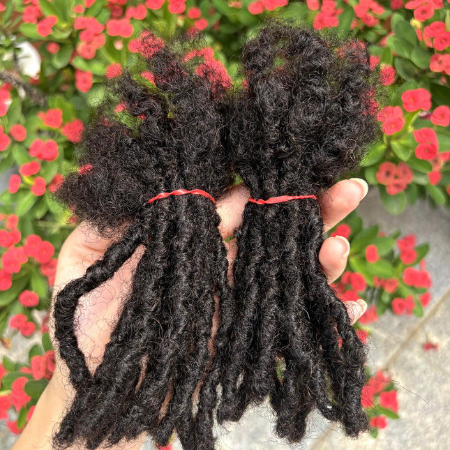 4-8 Inch 100% Human Hair Inter Loc Extensions 0.6cm Width Fully Handmade Dreadlock Extensions for Men Women Kids Can Be Dyed
