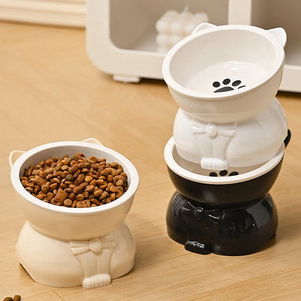 Ceramic Cat Bowl Slanted Mouth Dog Food Feeding Basin Non-slip Pet High Foot Protection Cervical Spine Pet Drink Water Bowl