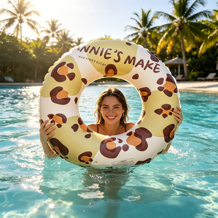 1PC Leopard Print Inflatable Swim Ring, Adult Pool Float, Animal Pattern Swimming Summer Beach Water Toy Pool Party Ring
