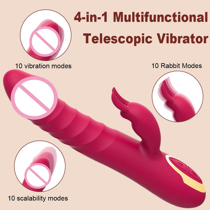 Thrusting Vibrator G Spot Dildo Sex Toy for Woman with Thrusting Vibration Rabbit Vibrators Clitoral Massager Sexual Wellness