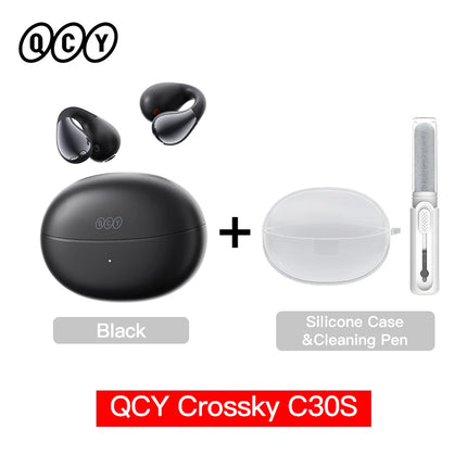 QCY Crossky C30S Open Ear Wireless Earphones Hi-Res with LDAC Ear Clip Earbuds Bluetooth 6.0 Clip On OWS Sports Headphones 40Hrs