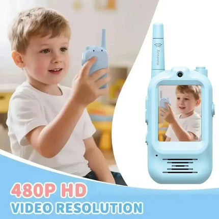 2pcs Kids Video Walkie Talkie Rechargeable Indoor Outdoor Toys 2 Screen One-Click Call Essential Camping&Hiking Adventures gift