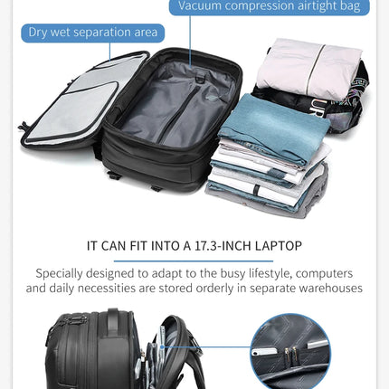 Men Travel Backpack vacuum compression 17 inch Laptop Business Large Capacity school Backpack Expanded outdoors Hiking backpack