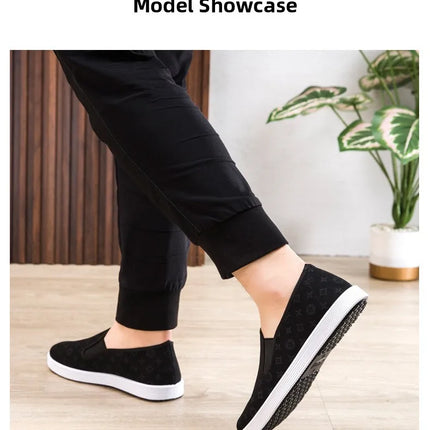 Low-Top Men's Shoes Chinese Style Soft Bottom Driving Shoes Breathable Casual Loafers Flat Heel Slip-On Canvas Shoes