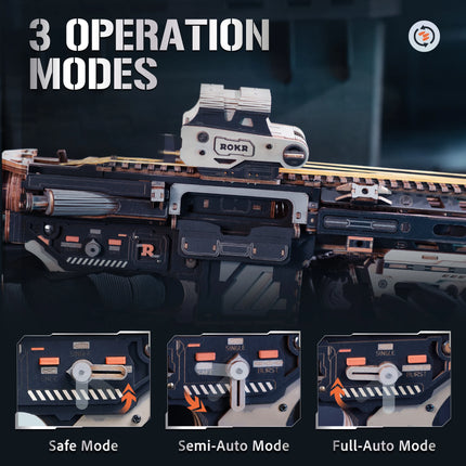 ROKR Wooden 3D Puzzle M4A1 Carbine Mechanical Toy Model Building Kit Birthday Gift for Teens Adults