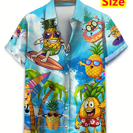 Hawaiian Men's Shirt Abstract Banana Pineapple 3D Printing Tee 2025 Funny Fruit Summer Blouse Lapel Short Sleeves Shirts Tops