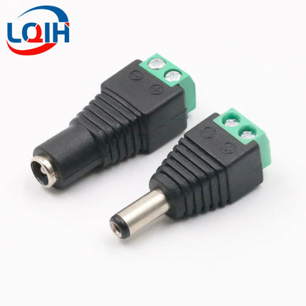 DC Terminal Connector 2pin DC Power Adapter 5.5mm x 2.1/2.5mm Plug Male to Female Jack Connector Plug For LED Strip CCTV Came