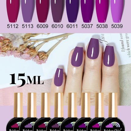 RG 15ml 17 Colors Purple Series Nail Gel Polish Semi-permanent Rich Violet Nail Polish Purple Glitter Gel Varnish For Manicure