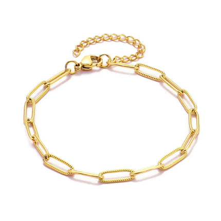 5pcs/Lot 17-22cm Stainless Steel Paperclip Cross Link Chain Bracelet Women Handmade DIY Charm Fashion Jewelry Making