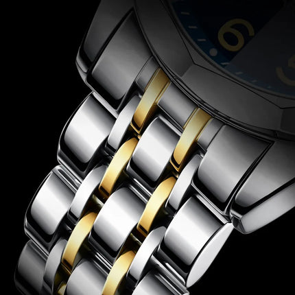 OLEVS Original Luxury Brand Watch for Men Waterproof Silver Stainless Steel Classic Casual Quartz Wristwatch Date Week Man Gift