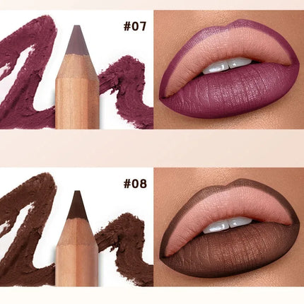 Matte 8-colors Lip Liner Pencil Lip Contour Lipstick Pen Nude Brown Lipstick Pencil Natural Lasting Waterproof Lipliner Makeup