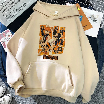 90s Japanese Anime Haikyuu Hoodies Women Funny Karasuno Fly High Graphic Streetwear Winter Warm Fashion Male Sweatshirts Unisex