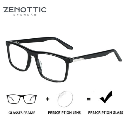 ZENOTTIC (XL Size)Fashion Square Prescription Glasses Anti Blue Light/Photochromic Hyperopia/Progressive Eyeglasses for Men