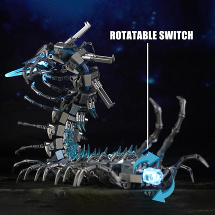 698Pcs MOC Mechanical Centipede Model Building Blocks Set with LED Light Creative Assembly Bricks Toys for Kids Christmas Gifts