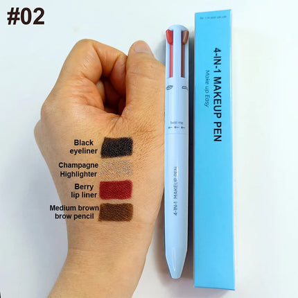 4 in 1 Long-lasting Vegan Makeup Pen Face Eye Makeup Beauty Pencil Eyebrow Eyeliner Lip Liner Highlighter Pen