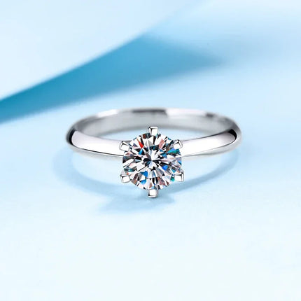 Tezzc 1-3CT VVS1 Moissanite Rings for Women Engagement Wedding Promise Solitaire Band With Certificate S925 Sterling Silver Ring