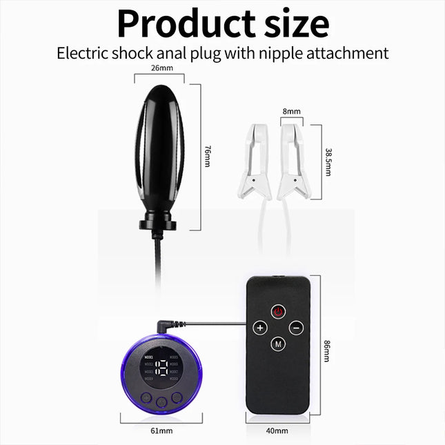 BDSM Double Penetration Anal Plug Vibration Electric Shock Sex Toys Machine Fetish Nipple Clamp Tool Sexy Shopping Adult Porn 18+