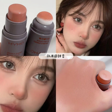 -Blush Stick Double-ended Expansive Color Natural Long Lasting Matte Makeup Monochrome Creamy Rouge Blush Stick