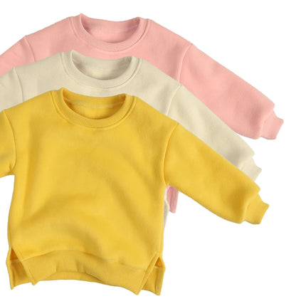 2026 Winter Spring Hoodies Pullovers Kids Boys Girls Clothes Korean Baby Thicken Fleece Sweatshirt Children's Clothing 6M-7T