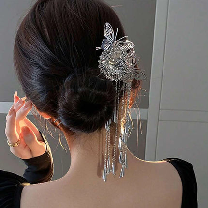1pc Fashion Butterfly Tassel Hair Accessories Exquisite Sweet Metal Hairpins Holiday Party Elegant Hair Clips Hair Sticks