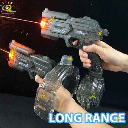 HUIQIBAO Electric Water Gun Toy for Kids Adults, Large Capacity Drum Magazine Automatic Water Pistol with Light, Summer Outdoor
