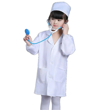 Children's Doctor Nurse Costume Set Cotton Role-playing Suit with Lab Coat Stethoscope Pretend To Be Uniform for Performance